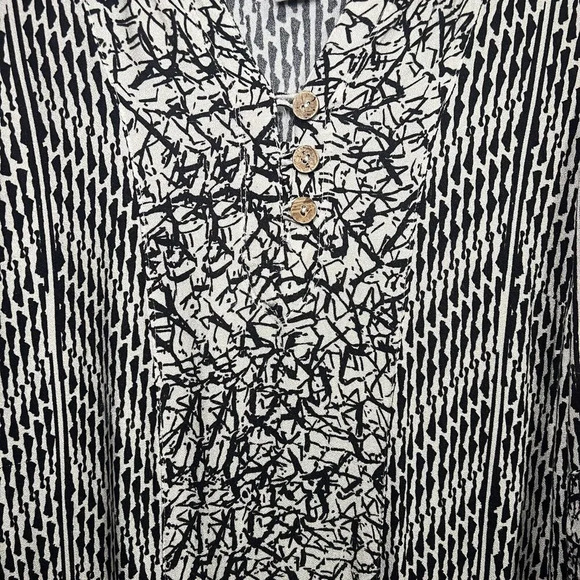 Soft Surroundings 3/4 Sleeve Raven Dress Abstract Print Bown/White SIze Small - Picture 2 of 7